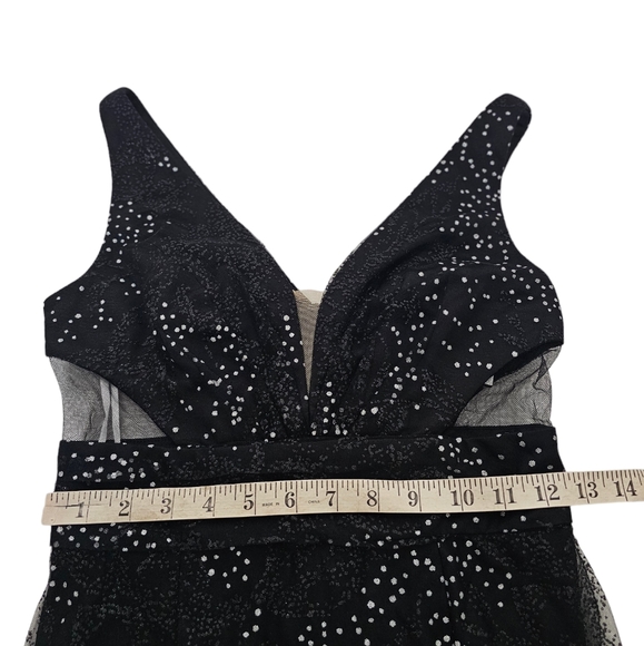 Marchesa Notte Black Glitter Gown Evening Wedding Gala Size 0 New With Tags - Picture 7 of 10